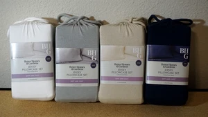 4x Better Homes Jersey Pillowcase 2 Set King Gray White Tan Blue - Picture 1 of 7