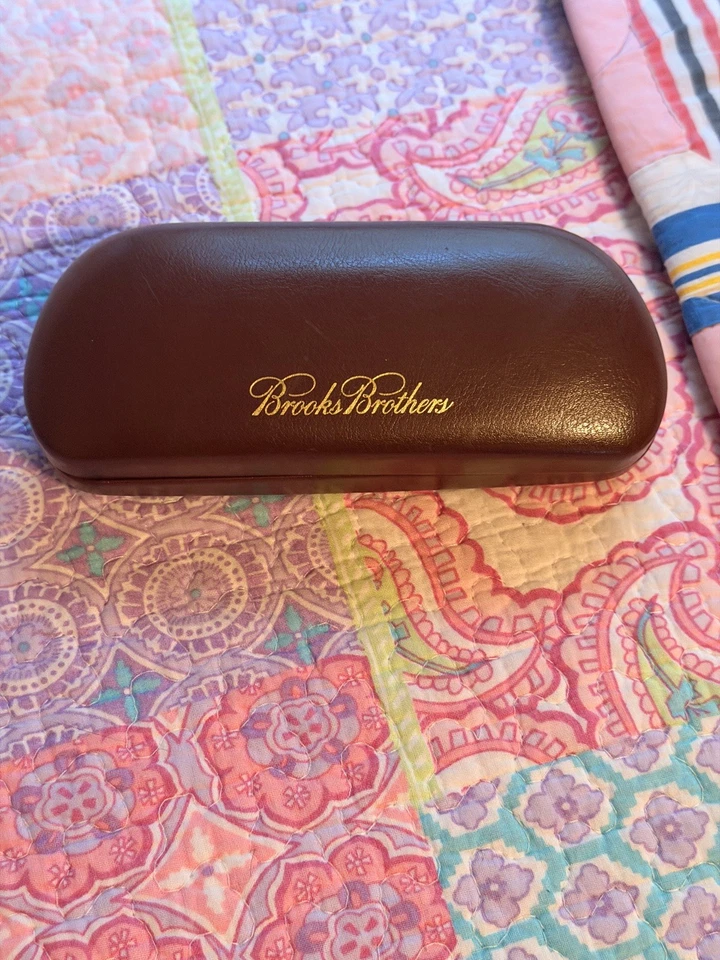Estojo de transporte vintage Brooks Brothers Gold Script óculos concha marrom estado perfeito - Imagem 1 de 4