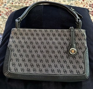 Dooney & Bourke Signature Monogram Slim Shoulder Handbag Black Canvas Leather - Picture 1 of 7