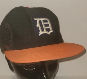 VTG 1970's NEW ERA PRO MODEL DETROIT TIGERS SNAPBACK TRUCKERS HAT CAP ORANGE - Picture 1 of 4