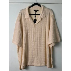 Fashion Nova Camicia Uomo Check My Bank Statement Maglia Manica Corta - Crema XXL - Foto 1 di 12