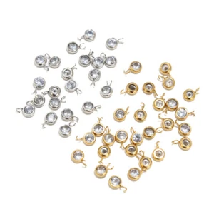 Dijes de piedra redondos de diamantes de imitación de acero inoxidable de 5 mm 50 un. - Imagen 1 de 5