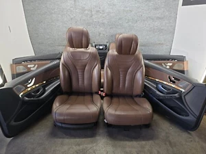 LEATHER FRONT REAR SEAT SEATS DOOR PANEL 2014-2017 MERCEDES W222 S600 S550 OEM - Picture 1 of 18