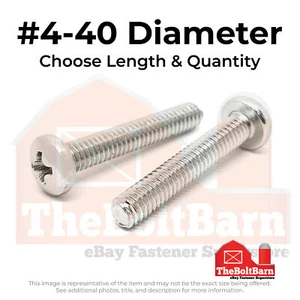 #4-40 316 Edelstahl Kreuzschlitz Linsenkopf Maschinenschrauben (Länge & Menge wählbar) - Bild 1 von 5