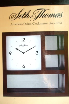 Seth Thomas Wall Clock Cherry Wood Finish Mirrored Back Panel Hanging Curio - Image 1 of 4