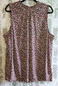 Torrid Walnuss Leopard Georgette Stehkragen ärmellose Bluse lila Größe 3 - Bild 1 von 12
