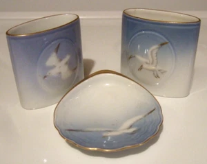 Bing and Grondahl Ashtray Cigarette Urns Seagulls Three Pieces - Picture 1 of 8