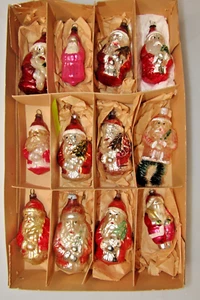 Lot Vintage Blown Glass Assorted SANTA Figurines Christmas Ornaments Germany - Picture 1 of 10