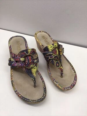 ALEGRIA 汽车 - 101 坡跟凉鞋海军蓝黄色 39 M 码 — 第 1/4 张图片