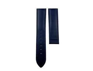 Navy Dark Blue 19 20 22mm Flat Genuine Leather Strap/Band fit Omega SeaMaster - Picture 1 of 17