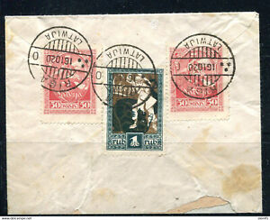Lettonie 1920 Couverture de Memelland Riga oblitérer 3 timbres 13951