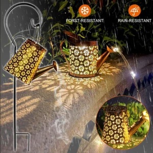 120 LEDs Solar Gießkanne Leuchte Wasserfall Gartendeko Lichterkette Außenlampe - Bild 1 von 12