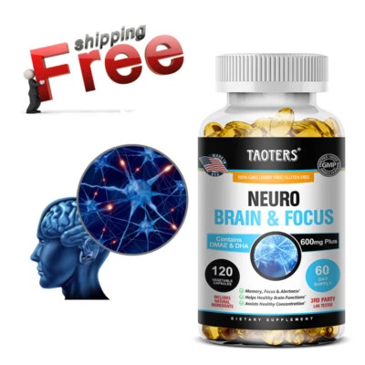 TAOTERS DMAE & DHA 30 To 120 Capsules Alertness Focus Nootropic Brain Booster Memory