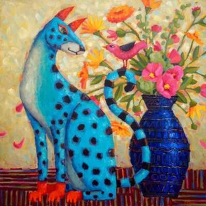 Dog Bird Accent & Decor Tile Cindy Revell Art POV-CR011AT - Picture 1 of 2