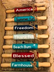 mini wooden rolling pins, tiered decor, kitchen, farmhouse, inspiration - Picture 1 of 2