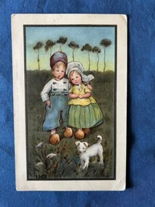 Jack Russell Terrier & Dutch kids Antique PC - DB - early 1900’s - Picture 1 of 6