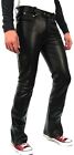 Pant Leather Jeans Style Pants Mens Real Trouser Motorcycle Waist Thick Black 13
