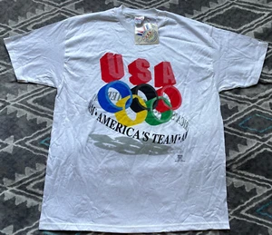 VTG New Olympic Shirt Sz XL USA Americas Team White Single Stitch - Picture 1 of 7