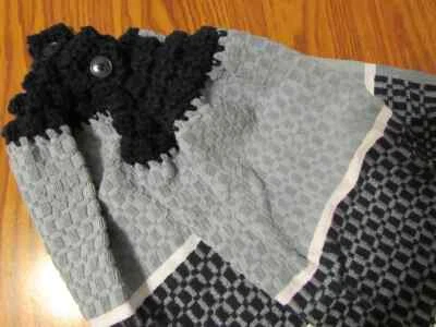 Темно-синий и светло-синий 2 вися кухни блюдо полотенца комплект крючком топы ручной работы - Изображение 1 из 4