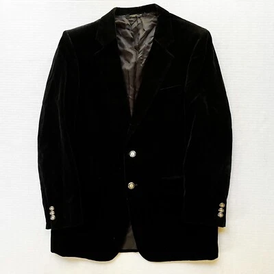 Velvet Jacket Blazer Mens 41 Horse Button Tailored Donati Bank Black Equestrian - Image 1 of 4