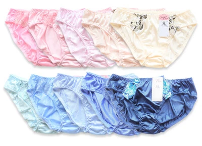 Paquete de 10 bragas de encaje brillantes de nailon tricot para mujer surtidas talla S/M/L/XL/2XL Foto 1 de 4