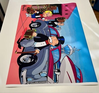 Alec Monopoly “Richie And Monopoly Rolls Royce Print On Canvas 24x36” 1:1 - Image 1 of 2