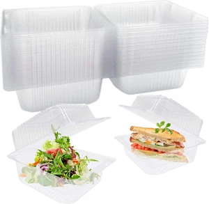 OJYUDD 50 Pcs Clear Plastic Take Out Containers,Square Hinged Food Containers - Picture 1 of 11