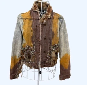 H&B Helle Berry Brown jacket with rhinestone and feathers. RARE made in Italy - Picture 1 of 8