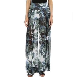 Just Cavalli Ikebana Ray Chiffon Samurai Floral Print Palazzo Pants Size 6 - Picture 1 of 10