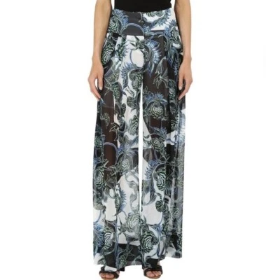 Just Cavalli Ikebana Ray Chiffon Samurai Floral Print Palazzo Pants Size 6 - Image 1 of 4