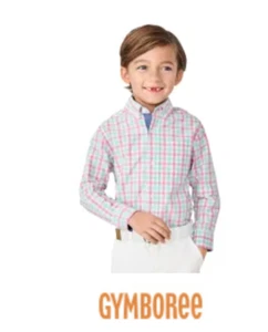 NWT Gymboree Boys Plaid Button Down Long Sleeve Shirt - Mint Green/Pink - Size 7 - Picture 1 of 2