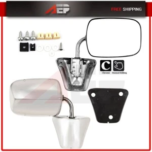 2X L&R Chrome Manual Folding Side Mirrors Pair For 1973-1986 Chevy GMC Suburban - Picture 1 of 7