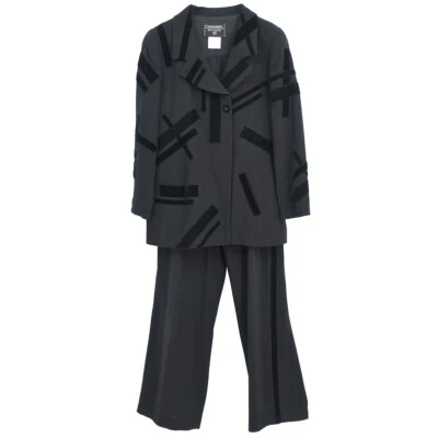 Chanel Setup Jacket Pants Black 98A #40 #38 144093 - Image 1 of 4