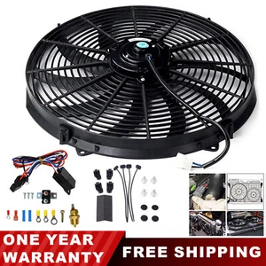 16" High Flow 3000CFM Electric Radiator Cooling Fan Thermostat Relay Switch Kits - Picture 1 of 23