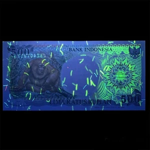 ORANGUTAN Currency Animal 1992 INDONESIA 500 Rupiah Banknote LIMA RATUS UV ART - Picture 1 of 4
