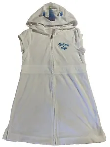 Justice Terry Cloth White Unicorn Life Hooded Zip up Swim Coverup Size 8 - Picture 1 of 6
