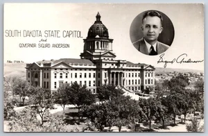 Pierre South Dakota~Webster Native Gov Sigurd Anderson~State Capitol~1952 RPPC - Picture 1 of 2