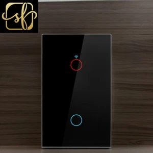 Black 2 Gang Tuya US Wifi Smart Wall Switch No Neutral Wire Touch Sensor LED Lig - Picture 1 of 2