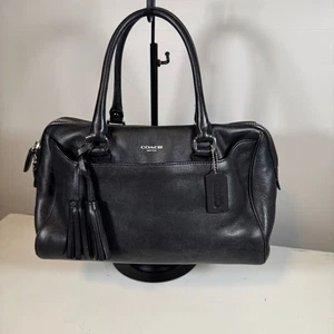 Coach Legacy Haley Black Leather Satchel Handbag With Tassel Accent L1273-23574 - Picture 1 of 8