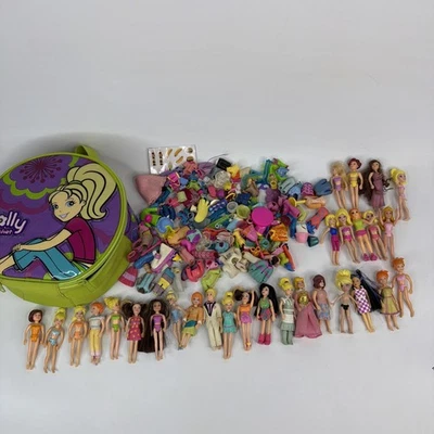 Polly Pocket Dolls & Accessories Collection Set Large Lot 29 Dolls Accessories - Image 1 of 4