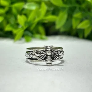 925 Sterling Silver Bee Ring | Insect Ring Nature Inspired Ring | Boho ,All Size - Picture 1 of 12
