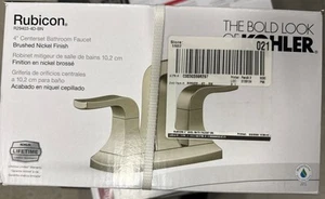 KOHLER Rubicon 4 in. Centerset Double Handle Bathroom Faucet in Brushed Nickel - Picture 1 of 4