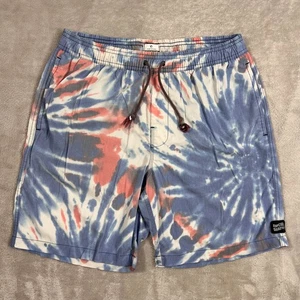 Rip Curl Board Shorts Mens Small Blue Red White Tie Dye Pull On Lay Days Surf - Picture 1 of 11