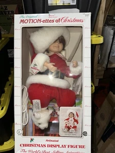 Muñeca de Navidad Motion-ettes de colección niña animada con Teddy Telco 1994 funciona 21" - Imagen 1 de 11