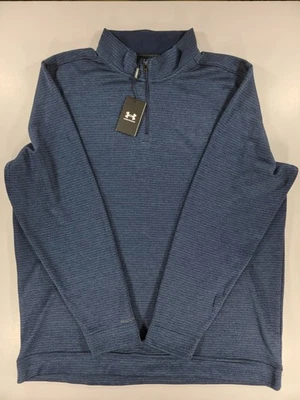 NUEVO Suéter Suéter Under Armour Golf Azul Rayas Tormenta Polar 1/4 Cremallera 3XLT NUEVO CON ETIQUETAS Foto 1 de 4