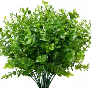 24 Bundles Outdoor Artificial Boxwood Stems UV Resistant No Fade Greenery Plants - Picture 1 of 12