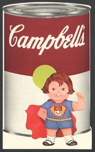 1960er unbenutzt große 7 1/2" Campbells Kinder Suppe Grußkarte & Env SUPER BOY mit Umhang - Bild 1 von 5