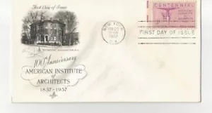 US Envelope 1957-2-23 American Architects 100th Anniv. NYC NY pstmk 1st Day VG+ - Picture 1 of 1