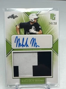 2021 Leaf Perfect Game Green Malcolm Moore Patch Auto /20 #1 Pick Texas Rangers - Bild 1 von 3