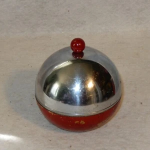 Vintage CHASE Chrome Red Bakelite Eyeball Cigarette Orb Box Smoking NESSEN - Picture 1 of 10